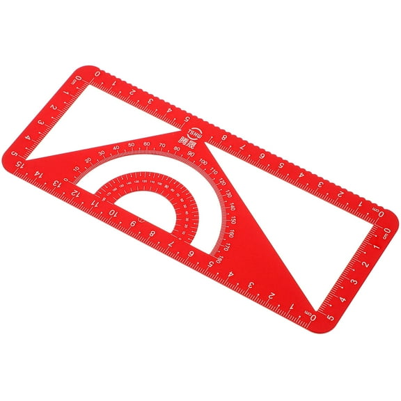 LOLIPPYY Aluminum Alloy Triangle Protractor Set Red Color Portable Professional Grade Measurement