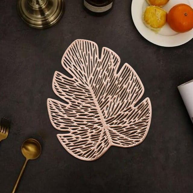 Fiudx Tapete de Monstera, Elegante Diseño de Pvc con Estampado Dorado, Aislante Térmico para Tazas y Platos, Estilo Único de Arte Hueco, Decoración de Mesa, Uso Doméstico, Idea de Regalo, Regalo para