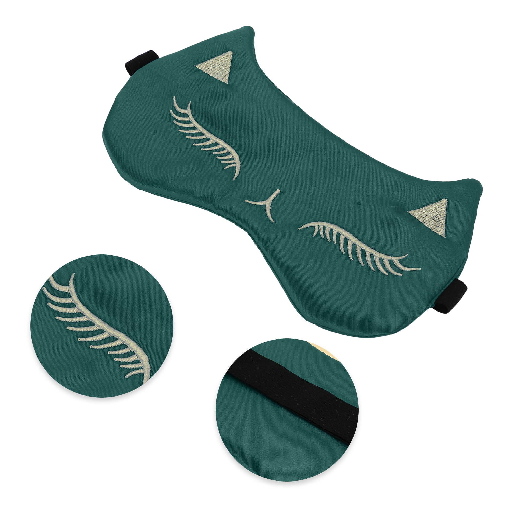 Unique Bargains Cartoon Cat Style Sleep Mask Eye Shade Cover Dark Green