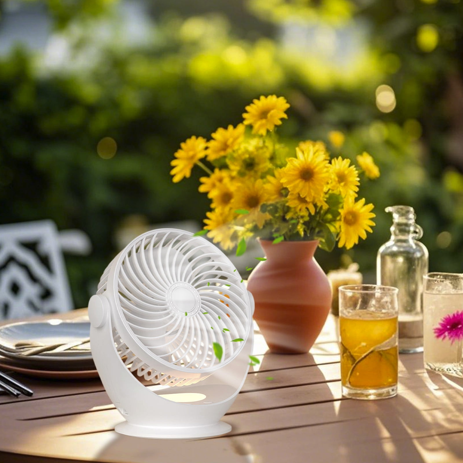 Desk Air Circulator Fan with Night Light, Small but Powerful 3 Speed Adjustable Tilt Table Fan for Home Dorm Office Bedroom Kitchen