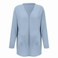 thumbnail image 6 of felwors Womens Casual Lightweight with Pocketes Long Sleeve Open Front Cardigan Light Blue, M, 6 of 8