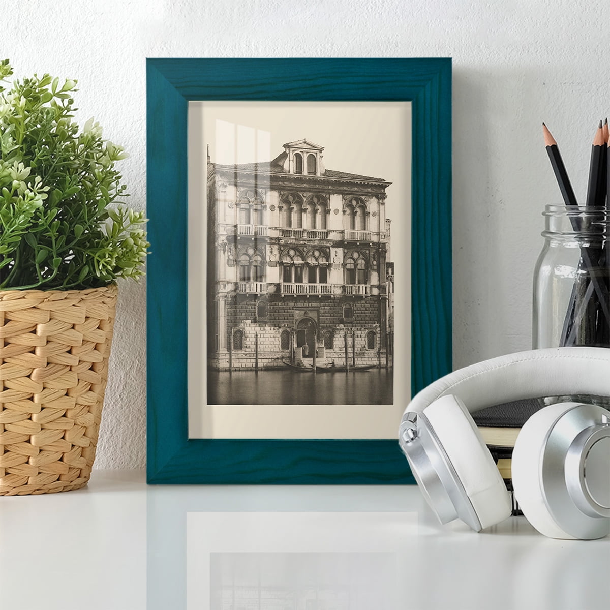 Vintage Views of Venice II - Framed Print w/glass - Ocean Blue