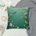 thumbnail image 2 of JEUXUS  Cherry Blossoms Throw Pillow Covers Bird Spring Blooming Flowers Sakura Green Background Square Pillowcases for Home Decor Sofa Car Bedroom Pillow case, 2 of 5