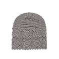 thumbnail image 4 of DLAPL Cotton Crochet Hat Handmade Knit Summer Slouchy Beanie Floral Skull Cap, Solid Gray, 4 of 5