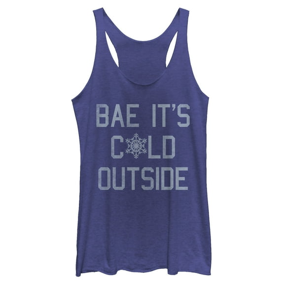 Women's Lost Gods Christmas Bae It's Cold Outside  Racerback Tank Top Royal Blue Heather Medium