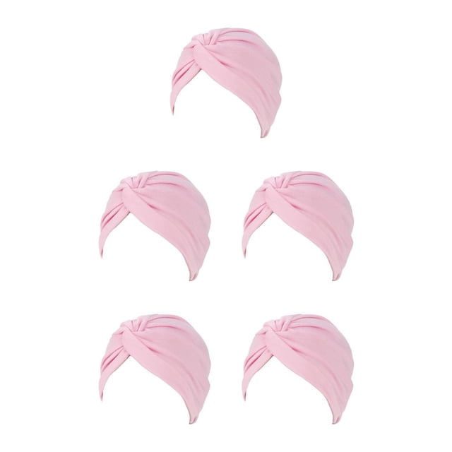 Sonducket Musulmán Turbante Hijabs Caps Frente Turbantes Sombreros Indian Bonnet Algodón Plisado Elasticidad Beanie Chemo Headwear rosa Type2 NO2