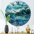 thumbnail image 3 of Designart "Teal White Ocean Charm Pointillism I" Nautical & Beach Oversized Wall Clock, 3 of 5