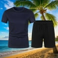 thumbnail image 3 of Mens 2 Piece Outfits Set Short Sleeve Crewneck T Shirt and Shorts Outfits Summer Casual Suits Running Gym Athletic Tracksuits for Men, 3 of 6
