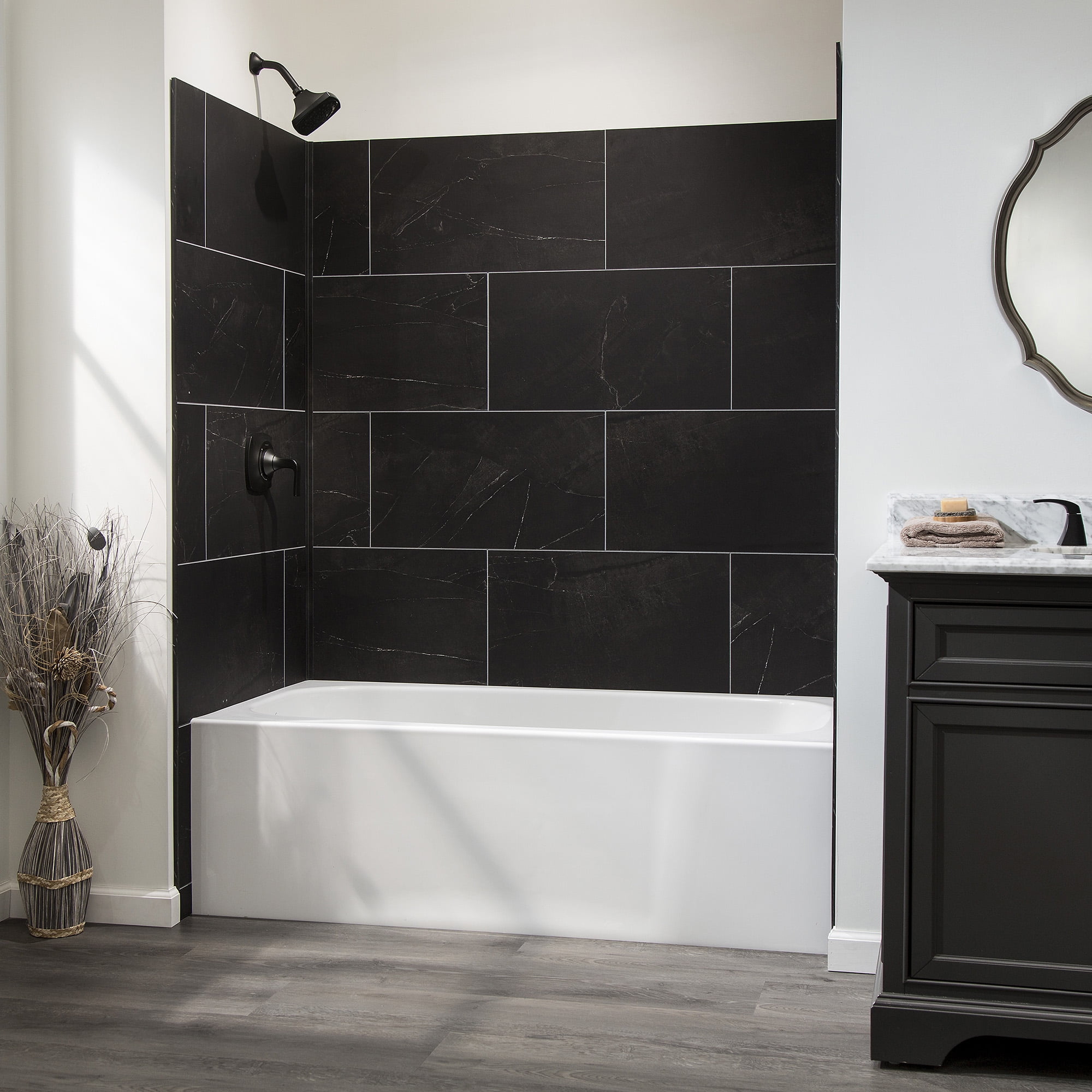 Palisade 25.6in x 14.8in Vinyl Wall Tile in Black Ice