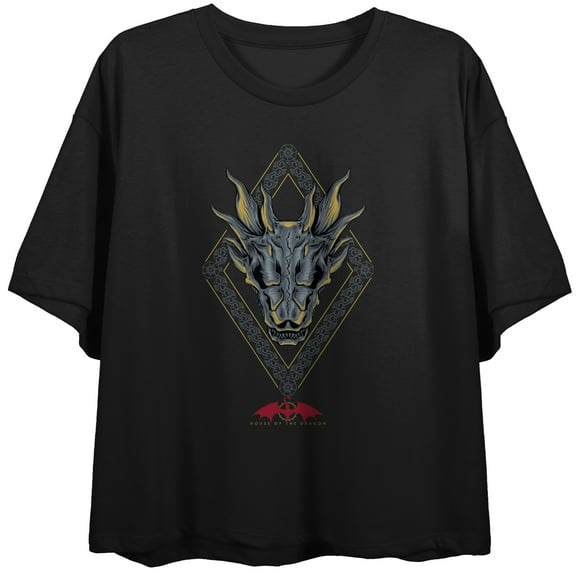 House Of The Dragon Dragon Head Crest Women's Black Crop T-shirt-Medium