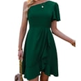 thumbnail image 4 of Vestido Para Citas, Vestido De Un Solo Hombro Manga Corta Poliéster Dobladillo Con Volantes Suaves Corsé De Cintura Alta Para Fiesta Anggrek Otros, 4 of 6