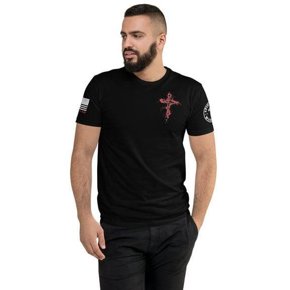 ZECHARIAH 4:6 Fitted men T-shirt (Black, XS)