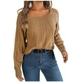 thumbnail image 2 of Lilgiuy Women's Winter Round Neck Long-sleeved Knitted Loose Pullover Sweater Top Gifts for Your Co-workers or Friends, 2 of 5