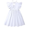 thumbnail image 3 of BULLPIANO Toddler Baby Girls Fly Sleeve Cotton Linen Princess Dress Sundress 0-7 Years, 3 of 9
