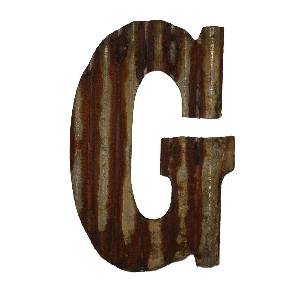Farmhouse Rustic 12" Wall Decor Corrugated Metal Letter G