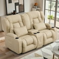 thumbnail image 1 of IPKIG Loveseat Recliner Sofa, Double Manual Recliner RVs Sofa with Storage Console, Side Pockets Cup Holder, Wingback Loveseat Reclining Couch for Living Room, Bedroom, RVs, Beige, 1 of 8