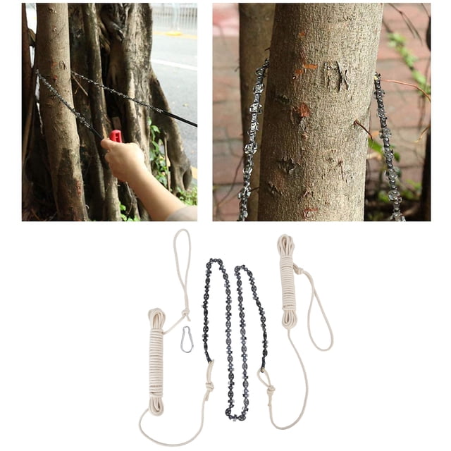 Hand Chain Saw, 48 Inch Symmetrical Saber Saw Chain 64 Sections 62 Teeth Outdoor Camping Garden High Branch Logging Repair Tools Hand Rope Chain Saw
