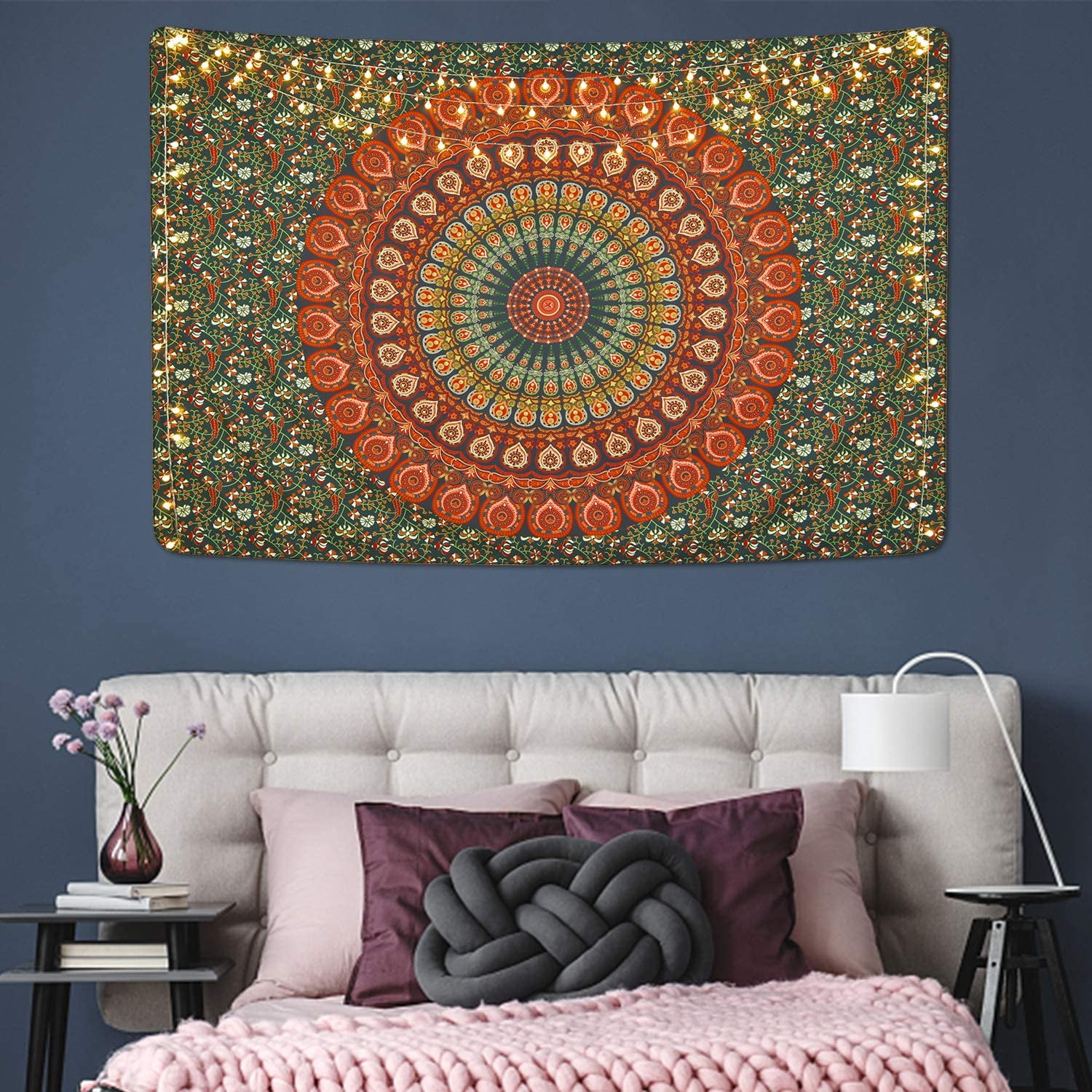 Bohemian Mandala Tapestry Hippie Tapestries Psychedelic Peacock Boho Tapestry Wall Hanging for Bedroom Golden Green 51.2 x 59.1 inches Golden Green 51.2 x 59.1 Walmart
