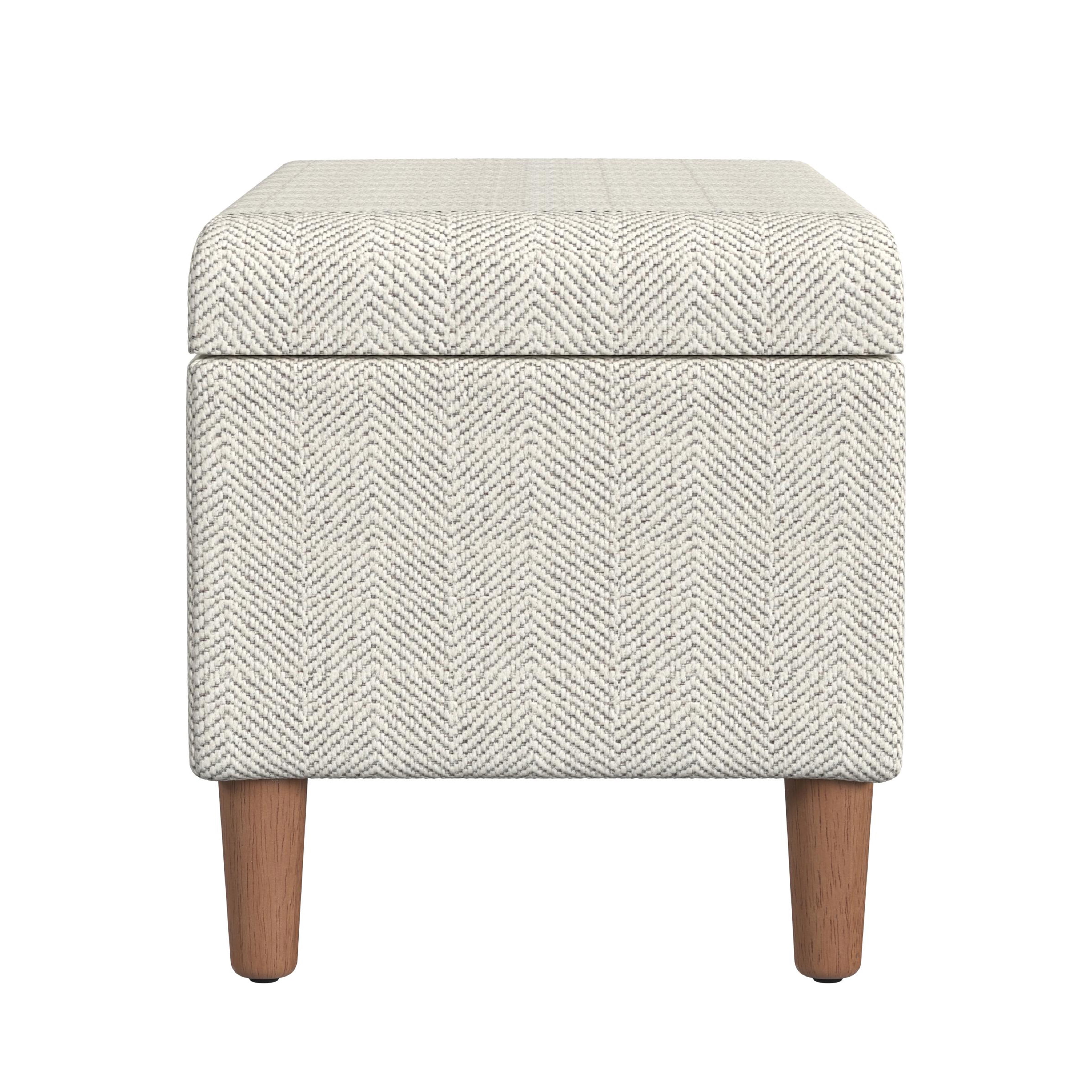 HomePop Malmo Storage Bench, 36"W x 16"D x 17.5"H, Cream Woven Chevron Pattern
