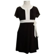 Women's Plus Contrast-Band Keyhole Jersey Dress