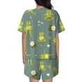 thumbnail image 3 of Naloa Cute Yoga Frogs Women's Short-Sleeved Pajama Set, Loungewear, Summer pajamas, Breathable Cozy - 4X-Large, 3 of 9
