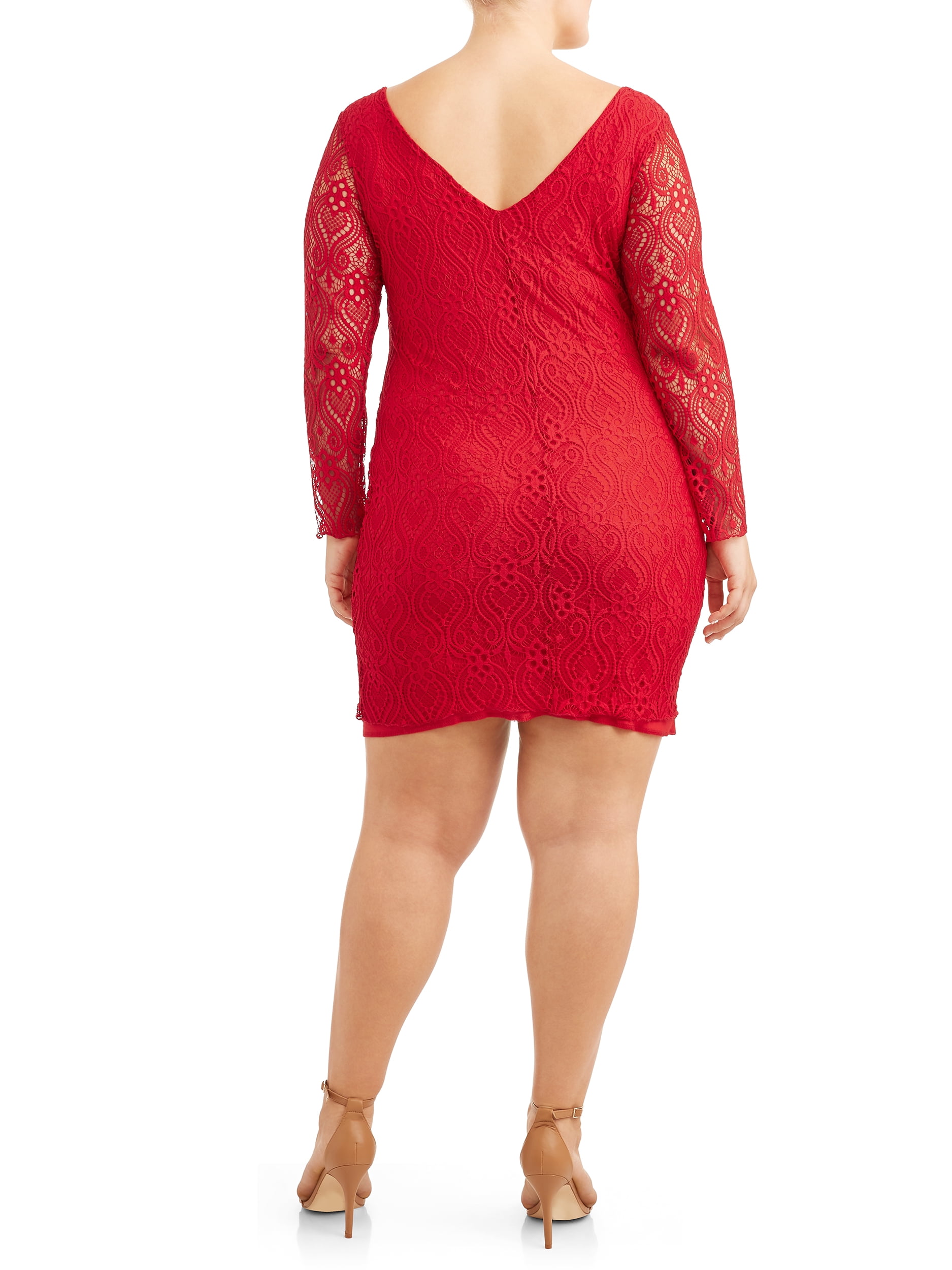 Women's Plus Size Long Sleeve All Over Lace Dress