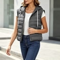 thumbnail image 4 of Cmfcve Womens Plus Size Zip up Puffer Vest Hooded Sleeveless Padded Jacket Coat Solid Winter Warm Outwear, 4 of 9