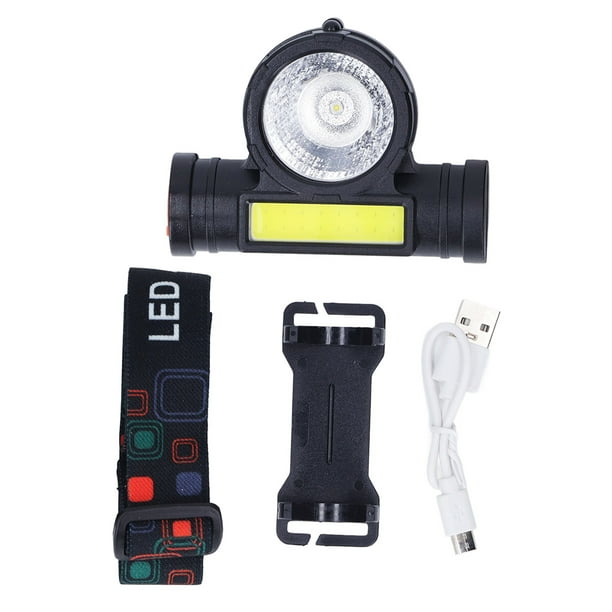 Faro LED de doble fuente de luz COB recargable, faro superbrillante para acampar al aire libre, pesca nocturna