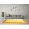 thumbnail image 3 of Ahgly Company Machine Washable Indoor Round Oriental Yellow Modern Area Rugs, 6' Round, 3 of 4