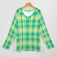 thumbnail image 3 of LYWC Green And Teal Plaid-266 Long Sleeve Shirts For Women Oversized Tshirts Tops Tees Fall T-Shirts V Neck, 3 of 7