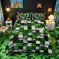 thumbnail image 2 of Meiyoeat 3D Textured Green Block Pattern Duvet Cover King, Modern Moss Cube Print King Bedding,3 Pieces,No Comforter, 2 of 6