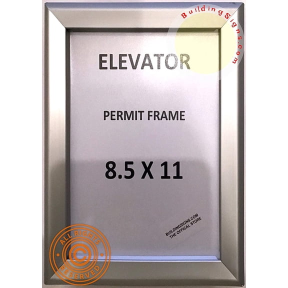 Elevator Permit Frame 8.5x11 (Silver, Heavy Duty - Aluminum) (ref-2201)