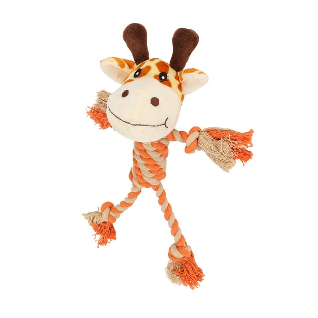 Juguete de peluche chirriante para perros, protección dental resistente a mordeduras, alivia la ansiedad, juguetes molares para perros en 3D, jirafa