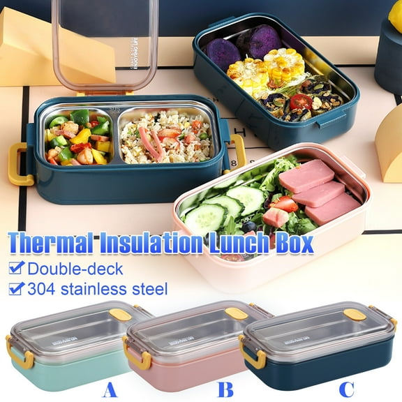 Bento Box - 8.3"x4.7"x2.6" Insulated Stainless Steel Multi-Layer Food Container, Sealed Microwaveable Lunch Box for Office Outdoor & Picnic