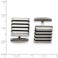 thumbnail image 3 of Stainless Steel Polished Black Rubber Princess Square Cufflinks; for Adults and Teens; for Women and Men, 3 of 3