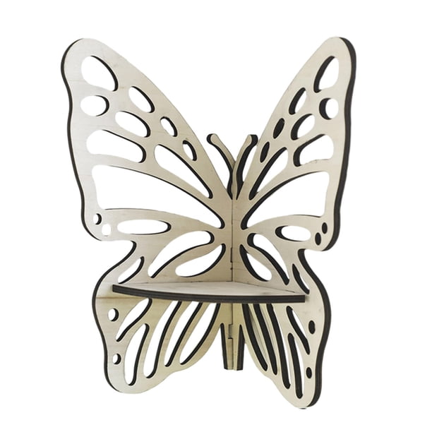Estante de esquina con forma de mariposa, regalo, estantes de pared bohemios montados en la pared, estantes flotantes de madera Estilo B
