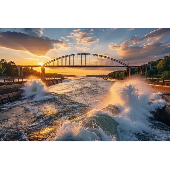 Tidal Change Under The Borne Bridge at The Cape Cod Canal Jigsaw 500 Pieces Puzzle for Adults Floor Puzzles Educational Fun Games or Toys for Elders Friends - Scenic Series