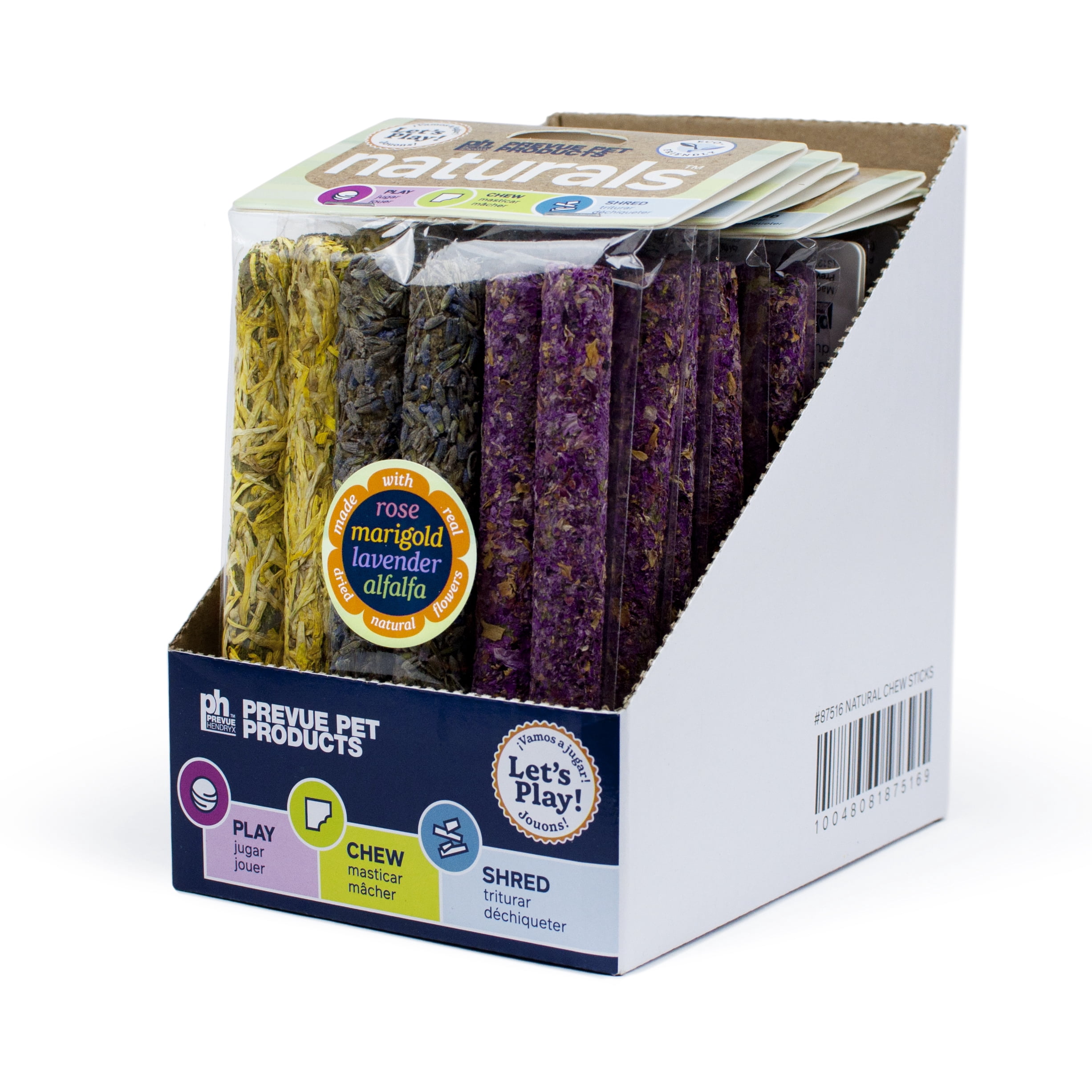 (3 pack) Prevue Pet Products Playfuls Natural Flower Chew Sticks for Small Animals