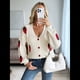 thumbnail image 5 of Blusa de Punto Grueso con Cuello en V y Larga con Bordado de Fresas Kawaii para Mujer Crema L, 5 of 10