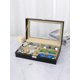 thumbnail image 1 of 1pc Black Pu Leather Watch Storage Box With Glass Lid For Watches And Glasses, 1 of 5