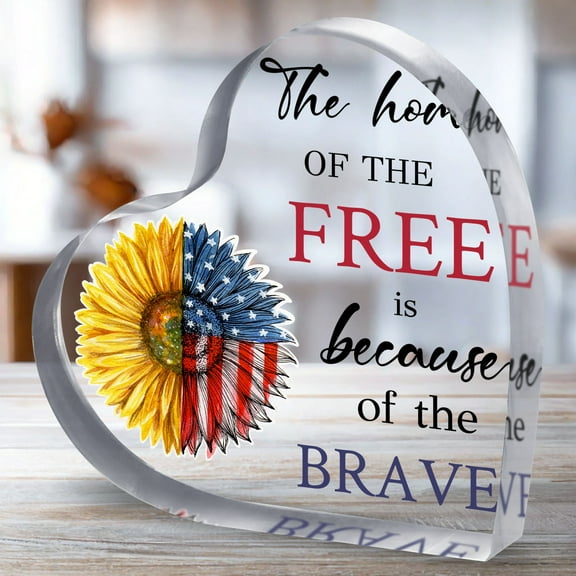 Acrylic Patriotic Plaque Art Deco Style Desktop Decor With American Flag Quote Clip Attachment Ideal For Christmas Thanksgiving Veteran Day Gifts For Navy Army Air Force Marine Corps Veterans