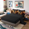 thumbnail image 5 of Manfei Silhouette Samurai Bedding Comforter Set for Boys Men, Fire Water King Bedding Sets, Black Gold, Black Reversible7-Piece, 5 of 6