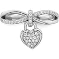 thumbnail image 5 of Sterling Silver Rhodium-Plated Cz Heart Dangle Ring (Size 6) Made In China qr7196-6, 5 of 5