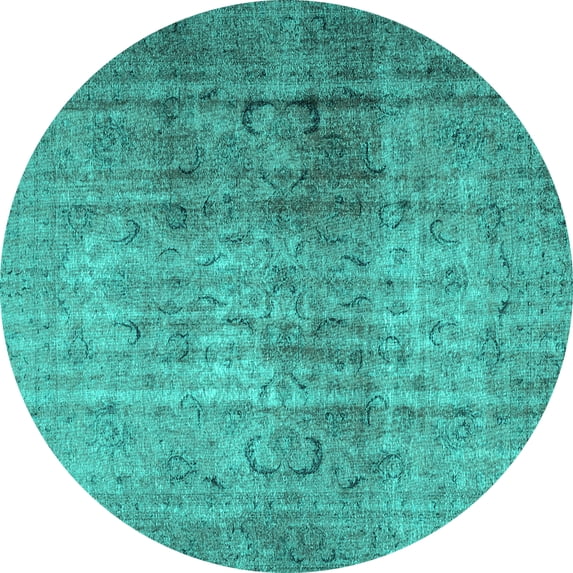 Ahgly Company Indoor Round Persian Turquoise Blue Traditional Area Rugs, 4' Round