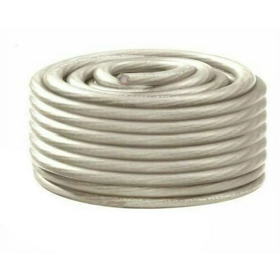 MR DJ DP0G-25S 25Ft True 1/0 Gauge Power Platinum Silver Wire Strand Cable 25' Ultra Flexible