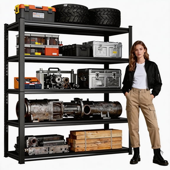 5-Tier Heavy Duty Garage Shelving, Adjustable Metal Storage Rack | Industrial Strength Shelves for Basement, Warehouse, Pantry, Garage & Closet Organization | 36" W x 16" D x 78" H