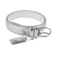thumbnail image 2 of Womens Leather Belt - Solid Color Basic Pu Bonded Leather Dress Belt - Silver Polished Belt Buckle by Belle Donne - Silver Small, 2 of 4