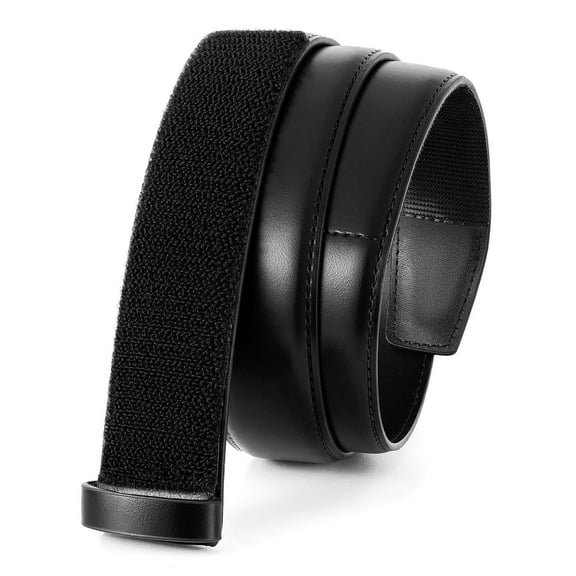 SUOSDEY No Buckle Leather Belts for Men,Buckleless Belt Hook and Loop Work Technician Mechanic Belt for Jeans Gifts