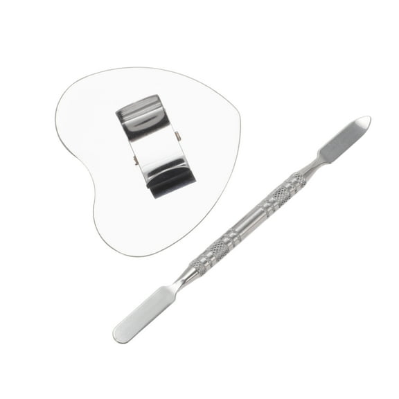 1 Set Portable Heart-Shaped Nail Art Palette Silver Tone