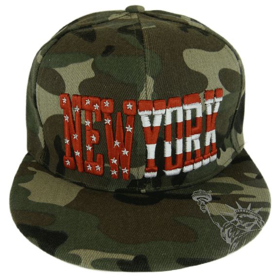 New York City Statue of Liberty Patriotic Snapback Baseball Cap (Military Camo)